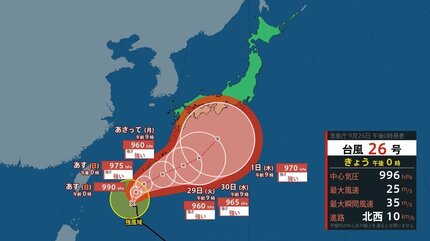台風上陸 台風情報】「台風26号(スリゲ)」また本州に影響の可能性も…10月6日まで