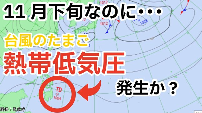 【台風情報】11月下旬なのに...新たな「台風のたまご」熱帯低気圧が発生か　今後台風に発達する？全国各地の天気シミュレーション【気象庁発表　23日午前8時更新】	|TBS NEWS DIG