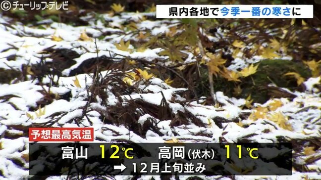 上空の寒気で冬本番のような冷え込み　立山町の芦峅寺で初雪の便り…日中は12月上旬並みの気温へ　富山|TBS NEWS DIG
