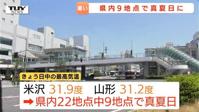 「先が怖い、まだ6月…」山形県内9地点で真夏日　米沢31.9度・山形31.2度で強い日差しに　あすはさらに気温上昇の予想|TBS NEWS DIG