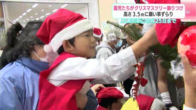 「ドラゴンの人形が欲しいです」園児たちがJR高知駅のクリスマスツリーを飾りつけ|TBS NEWS DIG