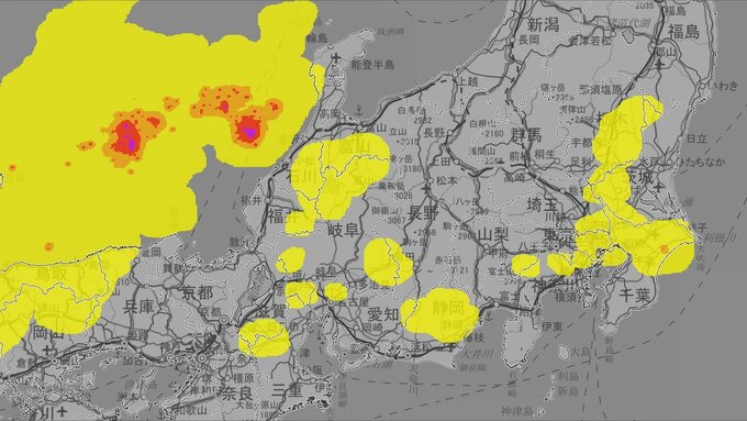 【気象情報】東海地方は10日夜遅くにかけて大気の状態が非常に不安定となり雷を伴った激しい雨の降る所が　11日も大気の不安定な状態が続く見込み【雨と風のシミュレーション】　|　富山のニュース｜天気・防災｜チューリップテレビ