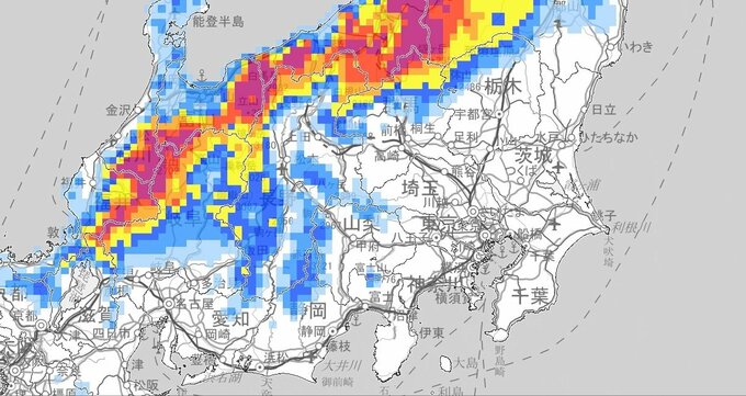 【大雪情報】長野県と関東地方北部で警報級の大雪となる可能性　関東北部・甲信40㎝の降雪予想【雪雨のシミュレーション】　|　富山のニュース｜天気・防災｜チューリップテレビ