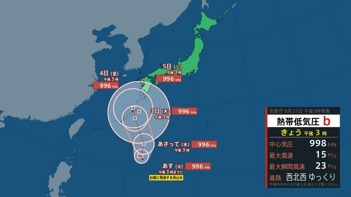 【台風情報】9月最初の台風「24号」発生へ　週後半に日本列島へ接近か　太平洋側で…