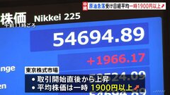 【速報】日経平均株価が大幅反発 一時1900円超の値上がり　午前終値5万4399円　トランプ大統領の「戦争ほぼ完全に終結」発言報道で中東での混乱が早期収束するとの期待感広がる| TBS CROSS DIG with Bloomberg