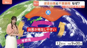 いつもと違う今年の夏　異例の逆走台風と千葉豪雨はなぜ起きた？カギはいつもの位置にない“夏の太平洋高気圧”【SUNトピ】|TBS NEWS DIG