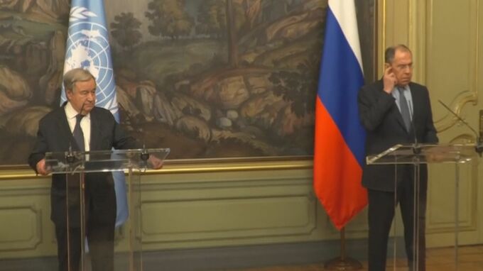人道問題解決に向け「調整グループ」設置を提案　国連事務総長　ロシア外相と会談で