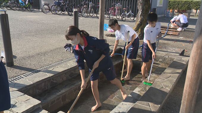 「地域の人に喜んでもらえたら」湯田温泉の足湯を地元小中学生が清掃　|　山口のニュース・天気・防災｜tys NEWS｜ｔｙｓテレビ山口