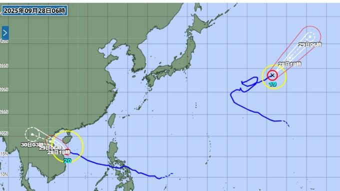 【台風情報】19号は一回転し東へ　20号はベトナム方面へ　最新予想進路　|　長崎のニュース | 天気 | NBC長崎放送