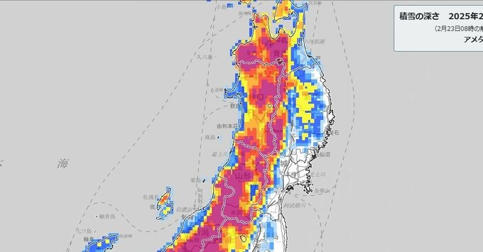 【大雪情報】東北日本海側では大雪となる所が…山沿いで50㎝、平地40㎝の降雪予想　警報級の大雪となる可能性も【雪と雨のシミュレーション】|TBS NEWS DIG