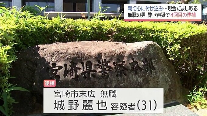 宮崎市で面識ない男性から生活費など詐欺容疑 「お金借りただけ」と否認の男　同様手口で4回目の逮捕|TBS NEWS DIG