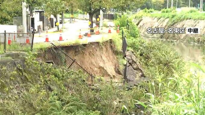 東海地方 きょうも“線状降水帯”発生おそれ きのうより早く冠水などの被害が発生する可能性も 洪水が発生した植田川では｢のり面｣崩れる被害|TBS NEWS DIG