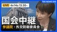 【国会中継・ライブ】小泉防衛大臣・茂木外務大臣ら出席 参議院・外交防衛委員会（2026年4月14日午後1時半～  LIVE配信）|TBS NEWS DIG