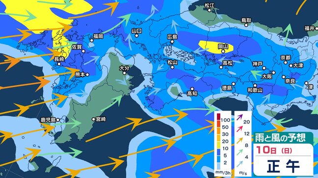 【大雨情報・西日本版】“横たわる前線”10日頃にかけて九州付近に停滞か　宮崎県と鹿児島県では8日明け方～昼前にかけ「線状降水帯」発生の可能性も　西日本を包む“雨の影”【雨風シミュレーション】|TBS NEWS DIG