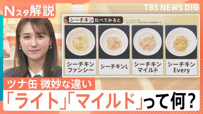 ツナ缶 微妙な違い調査「シーチキンＬ」の「Ｌ」はサイズじゃない？「ライト」「マイルド」って何？【Nスタ解説】|TBS NEWS DIG