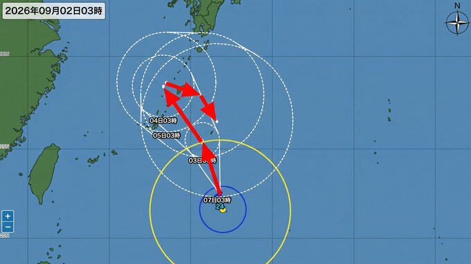 【台風情報】台風24号(クロヴァン)は“Uターン停滞”か　4日にかけ奄美・沖縄接近へ　湿った空気で本州も大雨警戒【最新進路】|TBS NEWS DIG