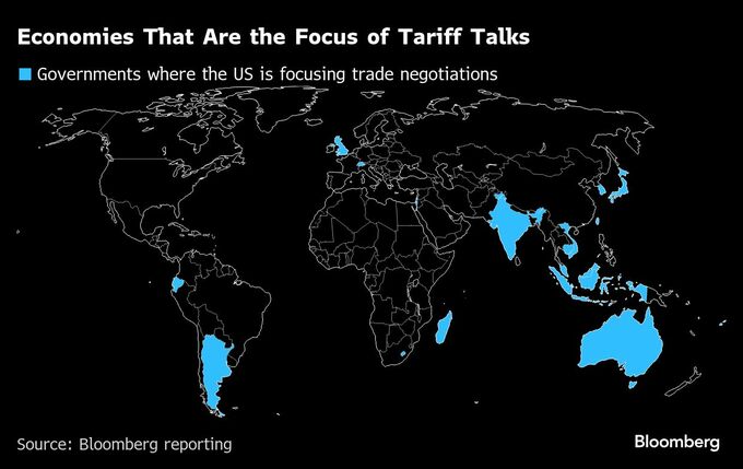 トランプ政権、通商交渉の優先リスト策定－経済規模は大小さまざま