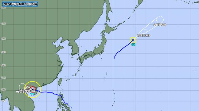 台風11号ヤギ・台風12号リーピ　日本から離れるように西と東へ|TBS NEWS DIG