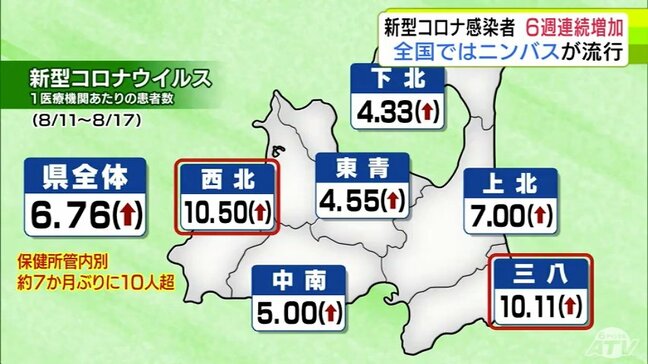 「新型コロナ」青森県内でも感染者が6週連続増　流行の「ニンバス」はカミソリを飲みこんだかのような強烈な喉の痛みあり　感染対策の徹底を|TBS NEWS DIG