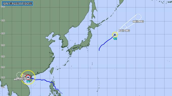台風11号ヤギ・台風12号リーピ 日本から離れるように西と東へ|TBS NEWS DIG
