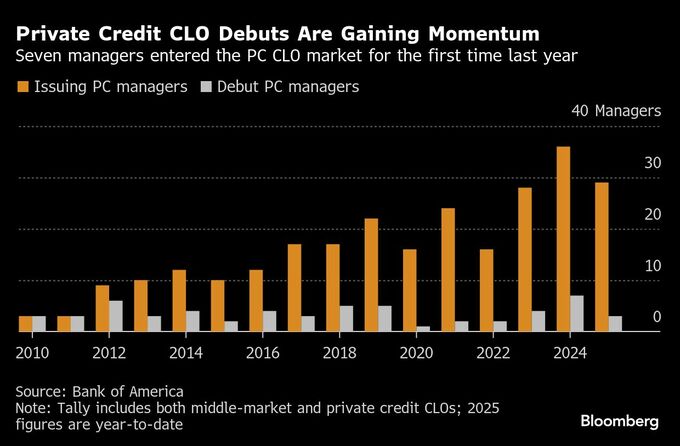 プライベートクレジットCLO発行急増、大手が次々参入－存在感高まる