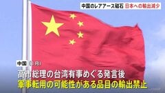 中国から日本へのレアアース磁石輸出減少　前月比34.6％減　中国の軍事転用可能性ある品目の日本への輸出禁止が背景か　高市総理の台湾有事をめぐる発言で| TBS CROSS DIG with Bloomberg