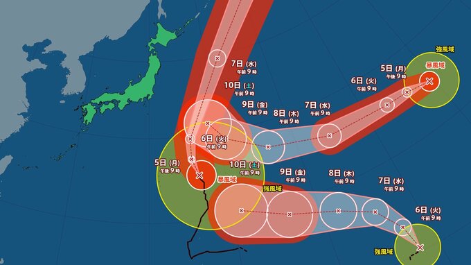 【トリプル台風】27号、28号、29号気象庁の進路予想　27号は小笠原近海を北上　28号は日本の東へ、29号は9日に「強い」勢力へ【雨・風シミュレーション15日（木）まで】台風情報|TBS NEWS DIG