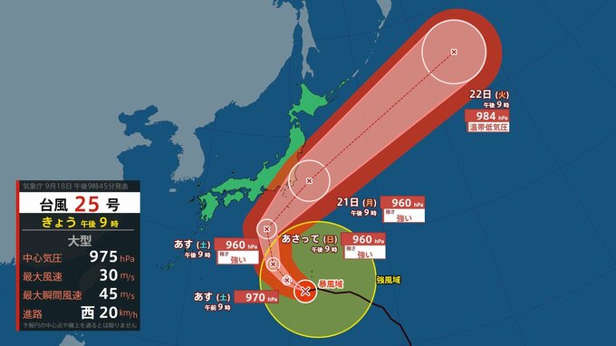 【台風情報】大型の台風25号（ドゥージェン）21日にも宮城に最接近か　5連休のシルバーウィークへの影響は?|TBS NEWS DIG