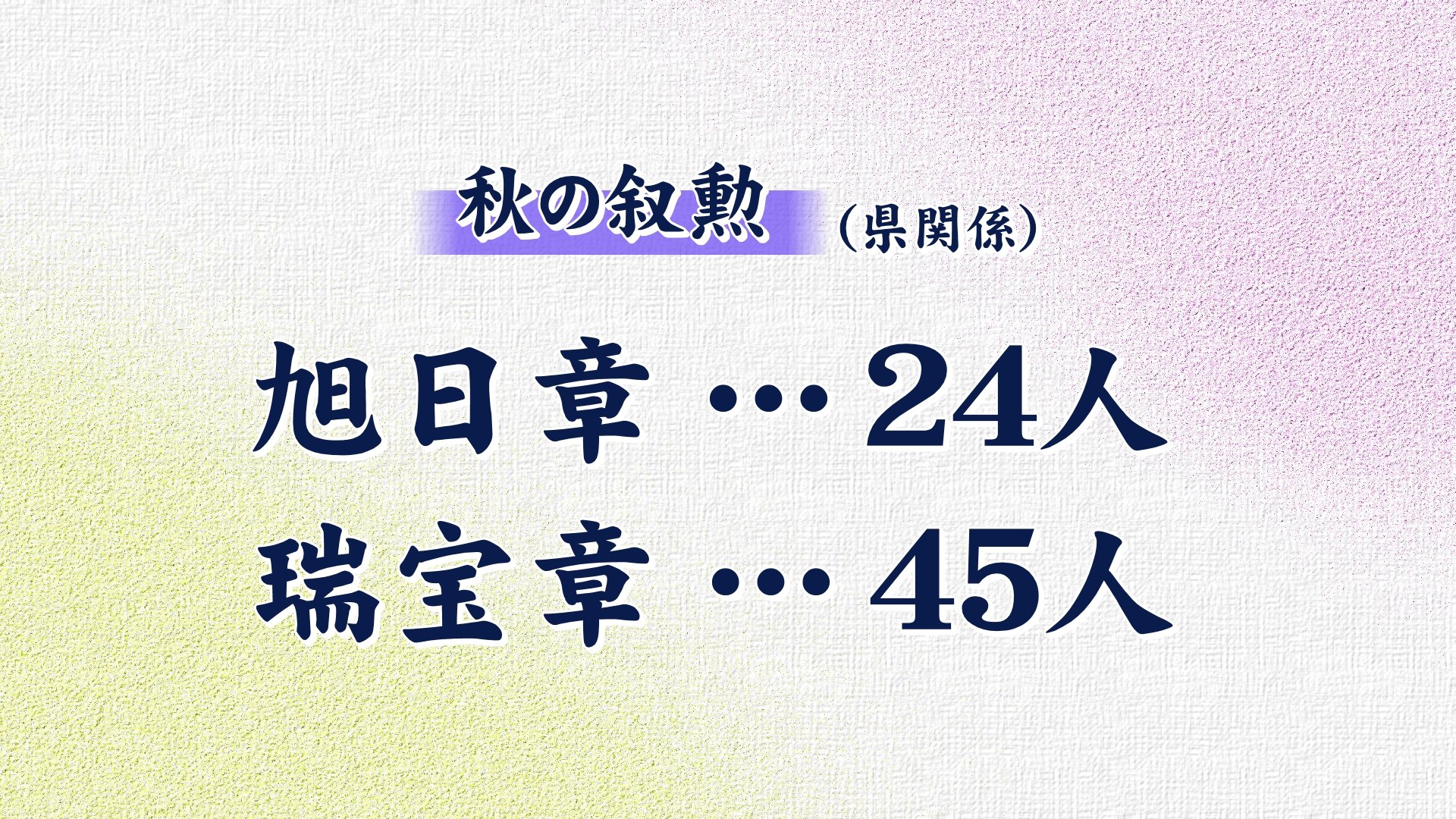 秋の叙勲・長野県内では69人が受章 | SBC NEWS | 長野のニュース