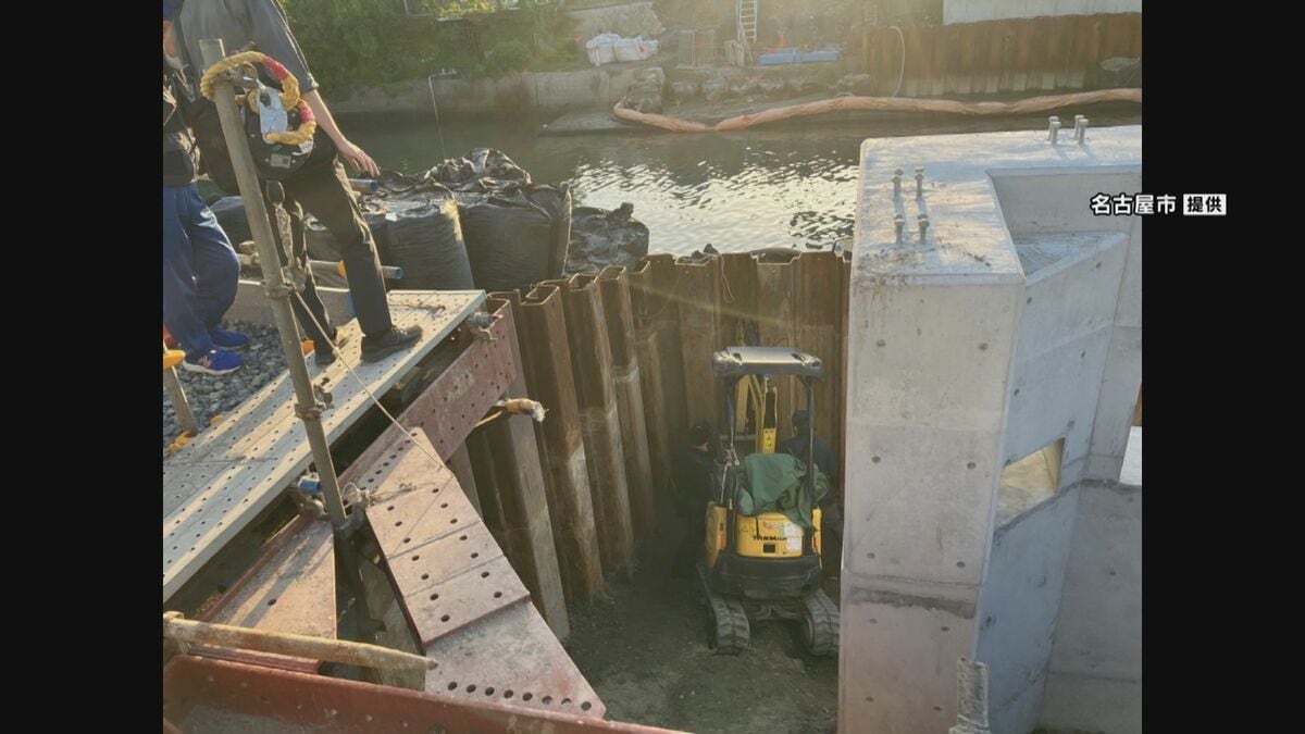 つり上げ中の小型の重機が落下し壁と挟まれる…　下で支えていた男性作業員（48）が死亡　橋の架け替え工事中に　名古屋・瑞穂区