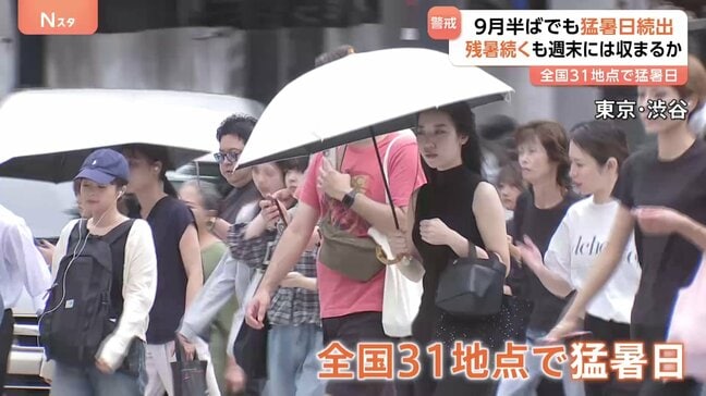 東海～九州で猛暑日地域が続出　週末の関東～九州は厳しい残暑が収まる見込み|TBS NEWS DIG