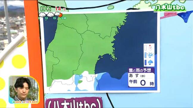 「日中は曇りや晴れ、南部では夜から雪や雨の降る所が」宮城の30秒天気　tbc気象台　20日|TBS NEWS DIG