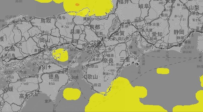 【気象情報】近畿地方は3日夜遅くにかけて、竜巻などの激しい突風や落雷、急な強い雨に注意【雨風シミュレーション】　|　富山のニュース｜天気・防災｜チューリップテレビ