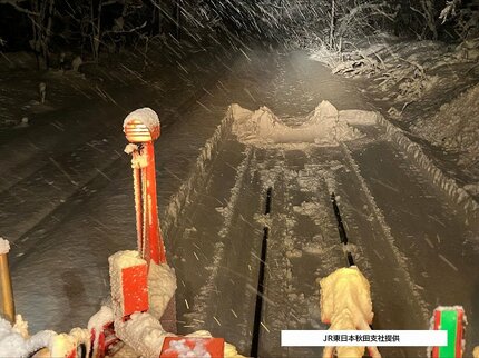 大雪による倒木でJR奥羽本線は運休続く 少なくとも8日午後5時頃