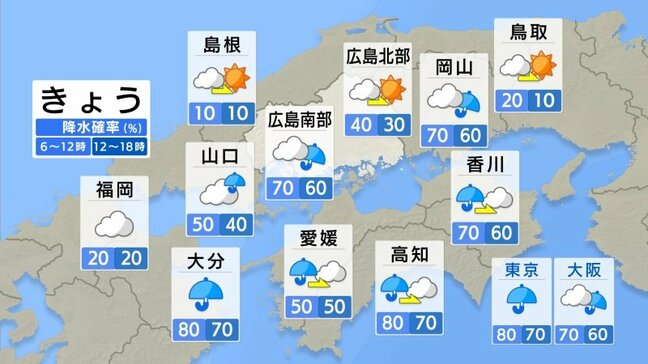 【きょう10/22(水)広島天気】日差し届きにくく日中もひんやり 沿岸部で弱い雨も |TBS NEWS DIG