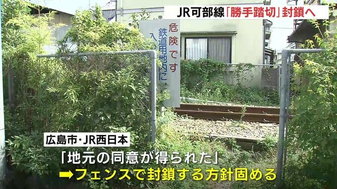 「地元の同意が得られた」　事故が起きたJR可部線の「勝手踏切」をフェンスで封鎖へ　広島市|TBS NEWS DIG