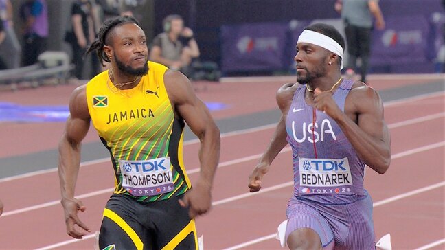 優勝候補の2人が“見つめ合い” 9秒85の同タイムで仲良く決勝へ、織田裕二さんも興奮「“お前やるな”」と吹替え【男子100m準決勝】|TBS NEWS DIG