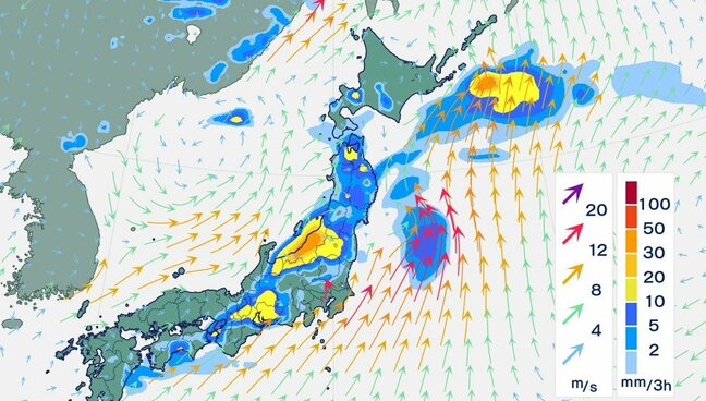 熱帯低気圧と寒冷渦が日本列島を挟む【雨と風の動き シミュレーション】27日にかけ局地的に激しい雨のおそれ 大気の状態は非常に不安定|TBS NEWS DIG