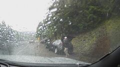 雨で濡れた道路を走行中の自動車がスリップして横転　米・オレゴン州が映像公開| TBS CROSS DIG with Bloomberg