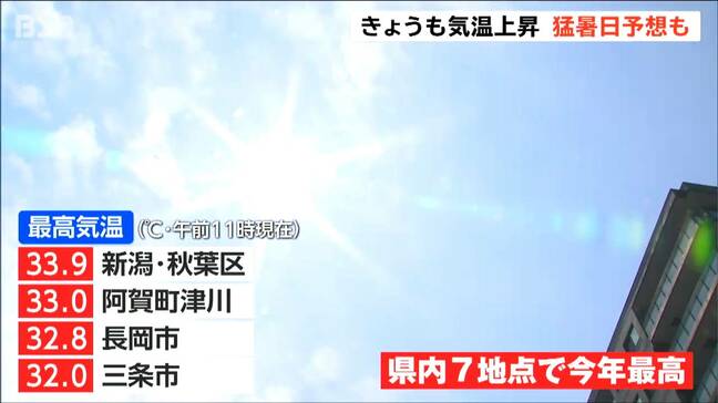 「じわじわ焼かれるような暑さ」 新潟市中央区などで今年最高気温を観測 阿賀町津川で35℃の猛暑日予想 新潟県|TBS NEWS DIG