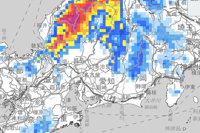 【大雪情報】岐阜県は4～7日頃にかけて大雪に　5日は警報級の大雪となる見込み　愛知県や三重県でも風向きによって大雪となるおそれ【雪と雨のシミュレーション】　|　富山のニュース｜天気・防災｜チューリップテレビ