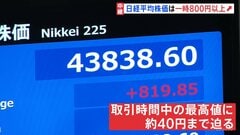 日経平均株価一時800円以上値上がり　取引時間中の最高値に迫る　次期政権へ期待先行　石破総理の辞任表明受け| TBS CROSS DIG with Bloomberg