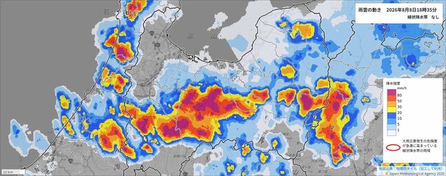 【緊急・記録的短時間大雨情報】富山県で「猛烈な雨」 富山市八尾で1時間に109ミリを観測 災害発生の危険が急激に増大【気象庁8日18時50分発表】|TBS NEWS DIG