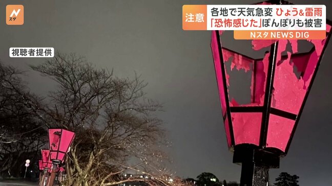 各地で雷雨＆ひょうも…桜祭りの準備を直撃 “フィルムビリビリ”400個近くの「ぼんぼり」が被害|TBS NEWS DIG