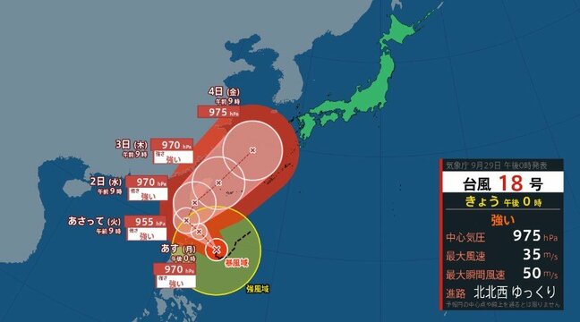 【台風情報】台風18号（クラトーン）「強い」勢力に　暴風域を伴って10月2日から３日頃にかけて沖縄地方に接近するおそれ（今後の風雨のシミュレーション）|TBS NEWS DIG
