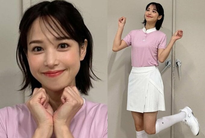 【鷲見玲奈】ゴルフウェアのオフショット「可愛いウェアを着て可愛い髪型にしてもらったので、思いっきりぶりっ子してみました　怒らないで…！笑」|TBS NEWS DIG