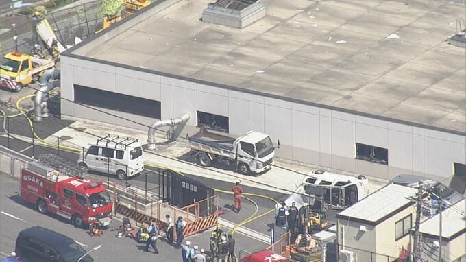 【速報】窓ガラス割れ…車がひっくり返る様子も　大阪市の下水道施設で爆発　30～40代男性4人ケガ　マンホールの改修作業後ポンプ試運転時に爆発　大阪・西区|TBS NEWS DIG