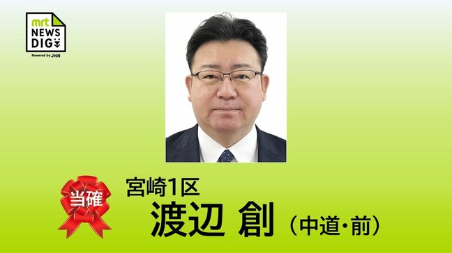 衆院選　宮崎１区　渡辺　創（中道・前）氏　当選確実|TBS NEWS DIG