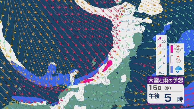 上空約1500メートルは15日(水)は北陸で－9度以下 東北で－12度以下の見込み 再び冬型強まり週の後半は日本海側で雪の降り方強まるところも 雪と風シミュレーション　|　石川県のニュース｜MRO北陸放送