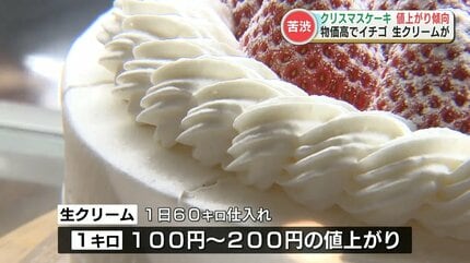 物価高で値上げラッシュの中『クリスマスケーキ』にも異変 イチゴ・生